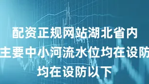 配资正规网站湖北省内其余主要中小河流水位均在设防以下